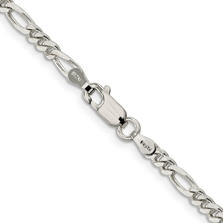 Silver Polished 4.00-mm Solid Figaro Chain