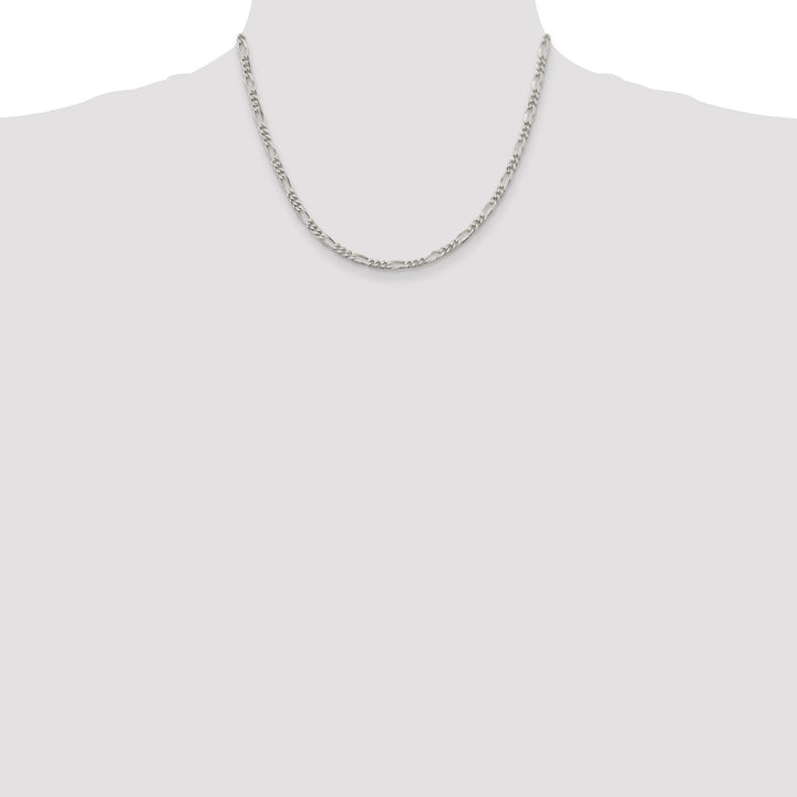 Silver Polished 4.00-mm Solid Figaro Chain