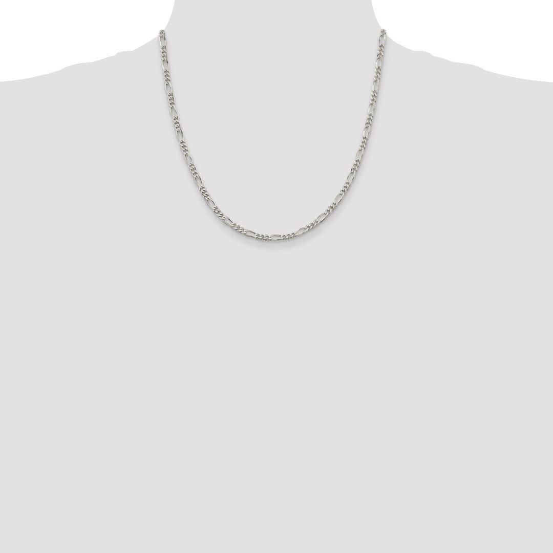Silver Polished 4.00-mm Solid Figaro Chain