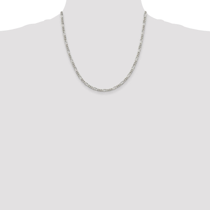 Silver Polished 4.00-mm Solid Figaro Chain