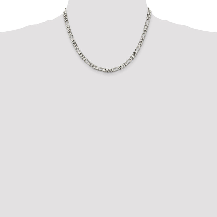 Silver Polished 5.25-mm Solid Figaro Chain