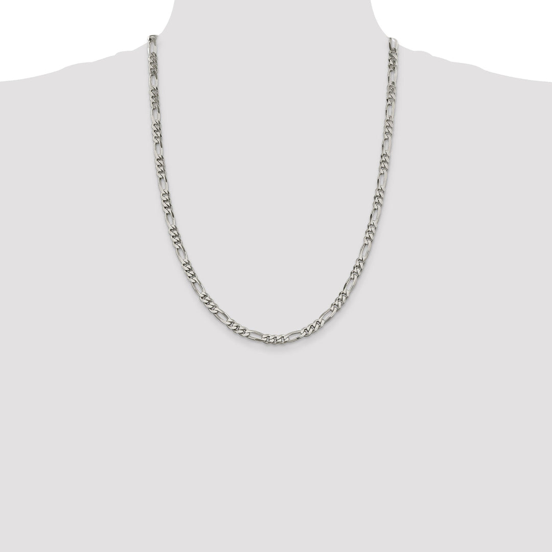 Silver Polished 5.25-mm Solid Figaro Chain