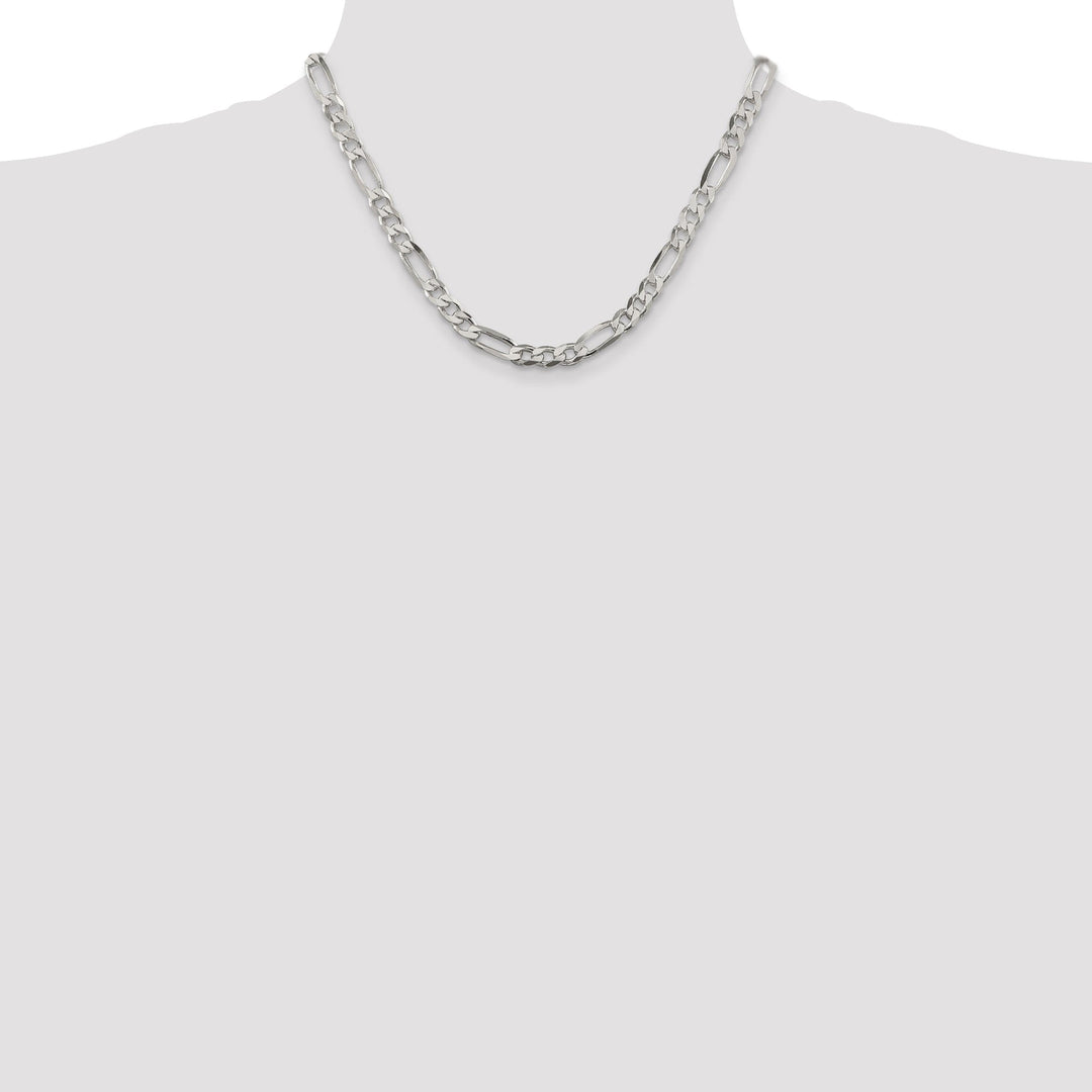 Silver Polished 6.25-mm Solid Figaro Chain