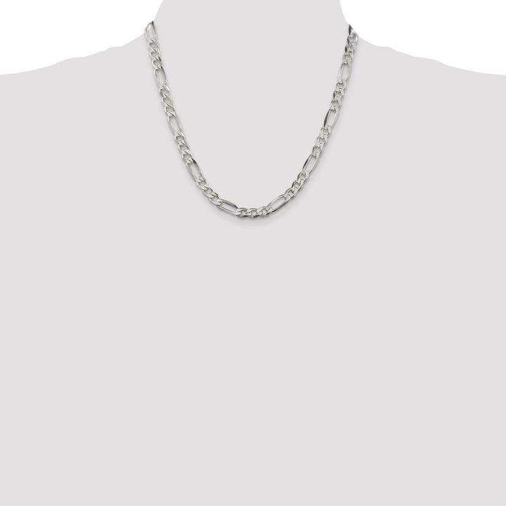 Silver Polished 6.25-mm Solid Figaro Chain