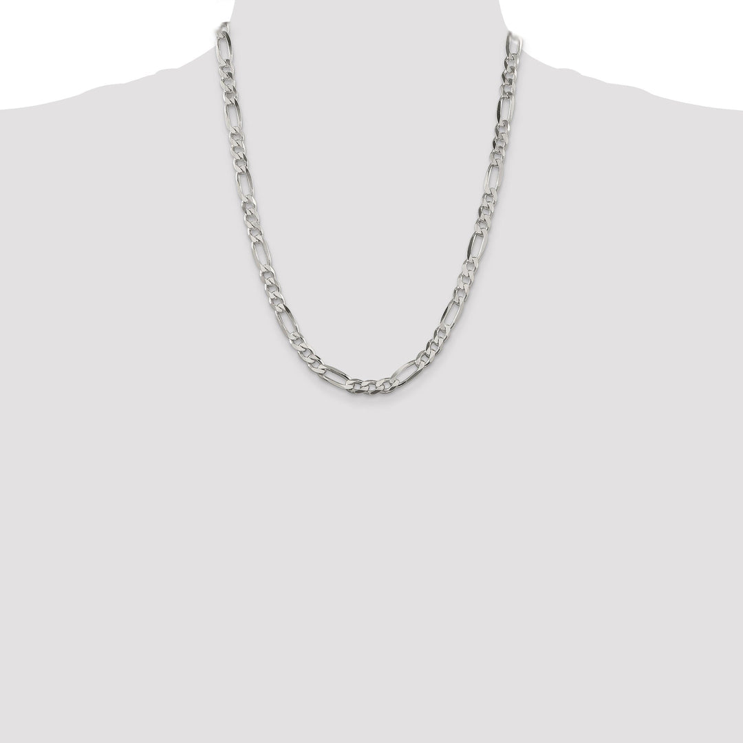 Silver Polished 6.25-mm Solid Figaro Chain