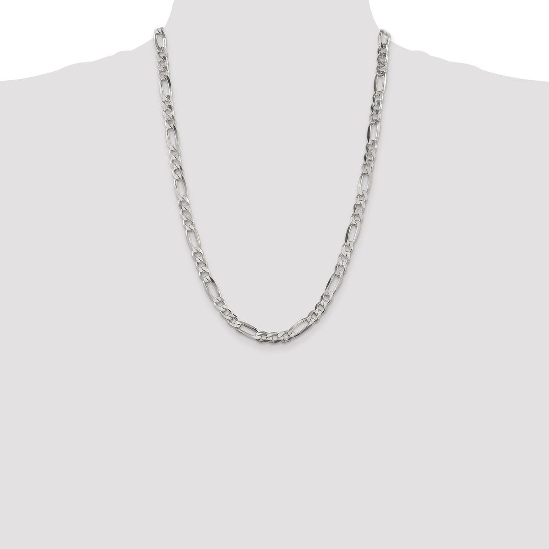 Silver Polished 6.25-mm Solid Figaro Chain