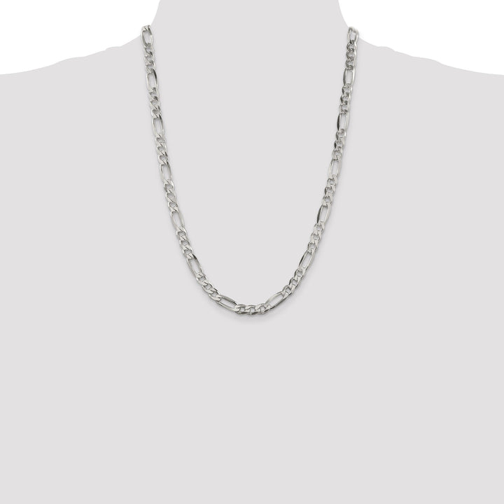 Silver Polished 6.25-mm Solid Figaro Chain