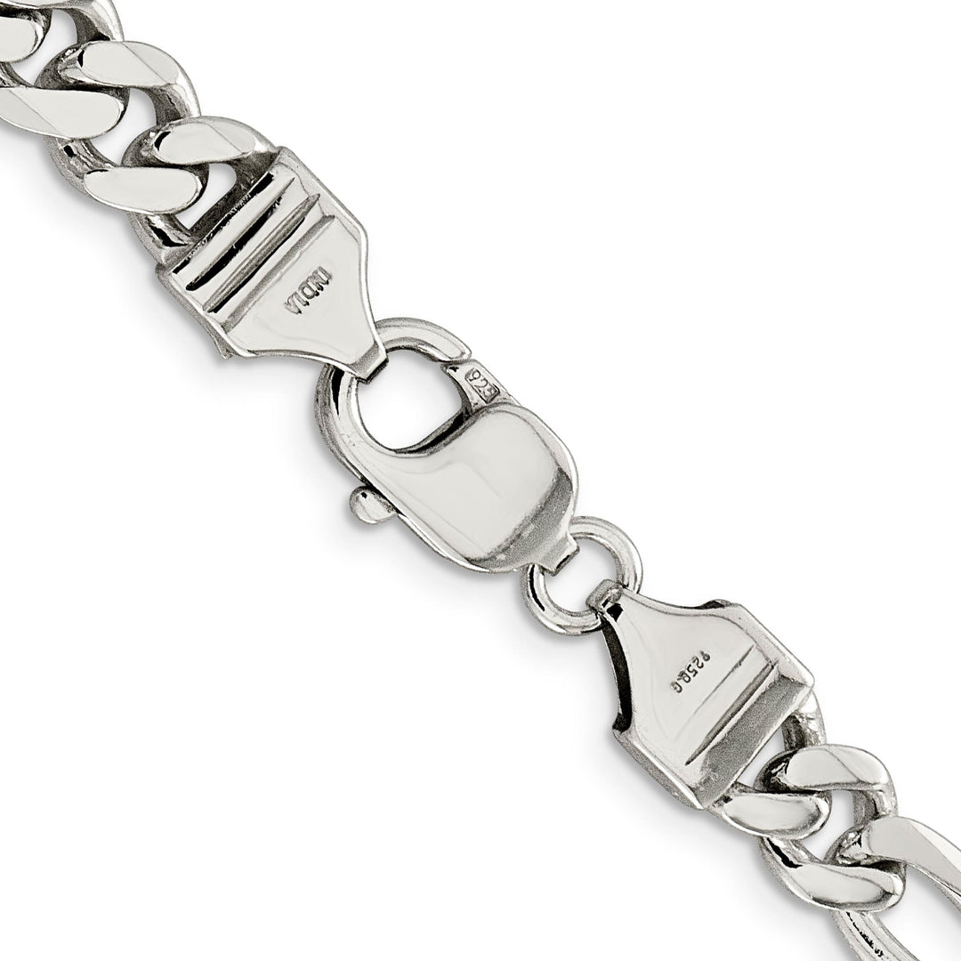 Silver Polished 7.75-mm Solid Figaro Chain