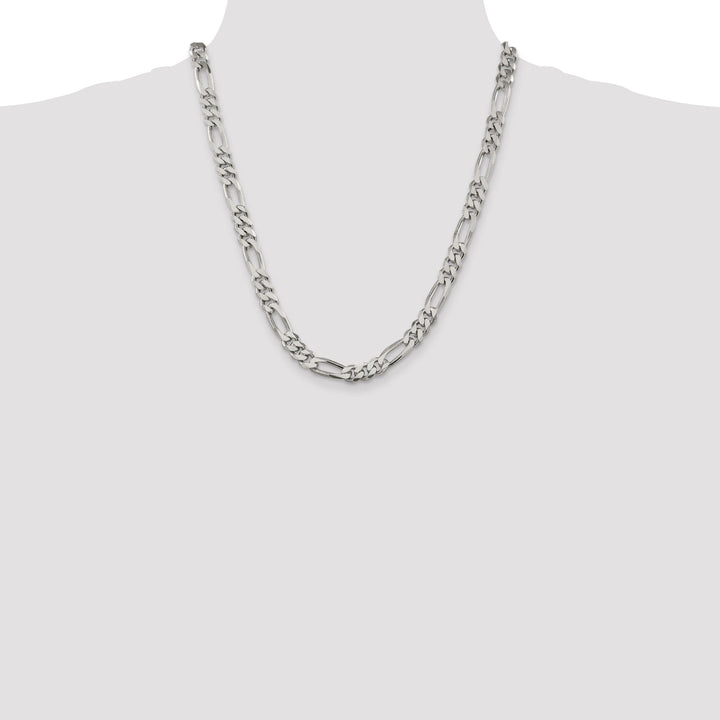 Silver Polished 7.75-mm Solid Figaro Chain