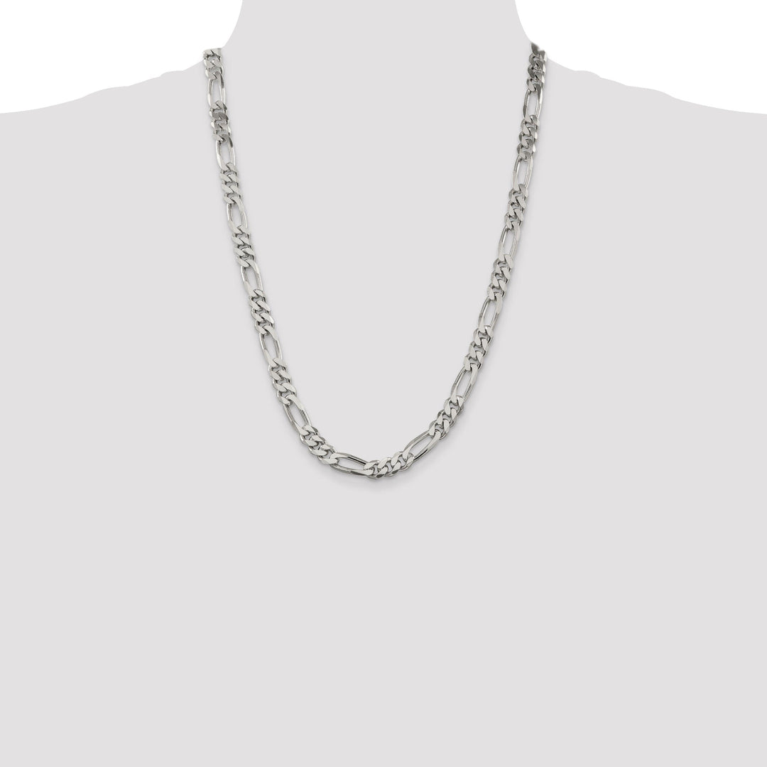 Silver Polished 7.75-mm Solid Figaro Chain