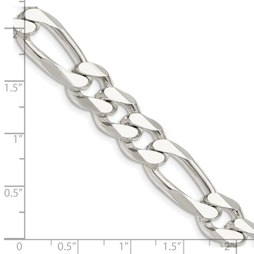 Silver Polished 10.75-mm Solid Figaro Chain