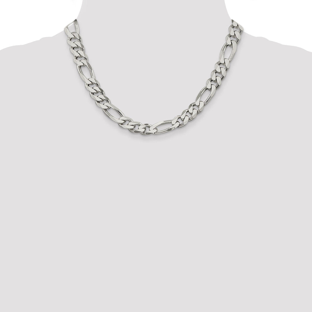 Silver Polished 10.75-mm Solid Figaro Chain