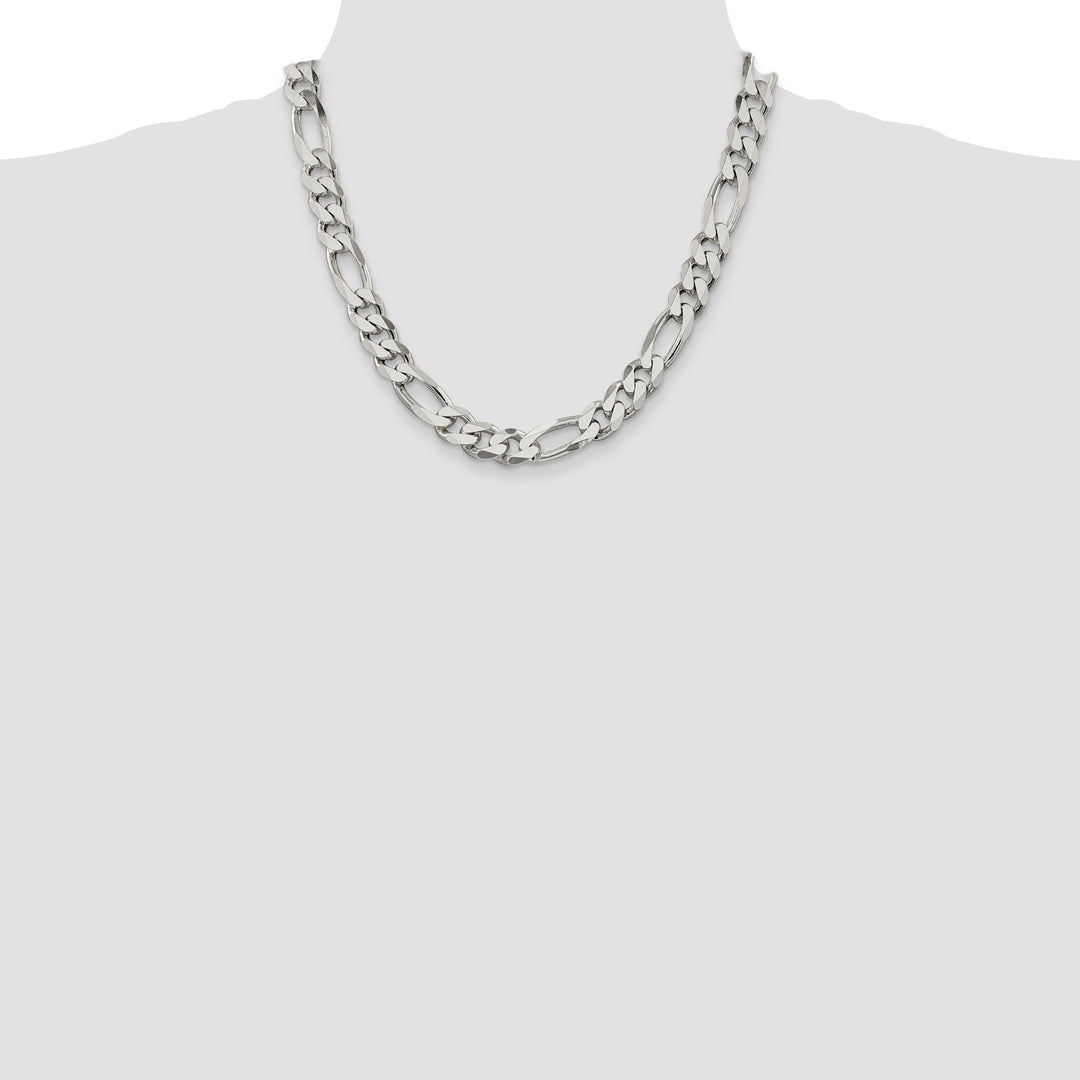 Silver Polished 10.75-mm Solid Figaro Chain