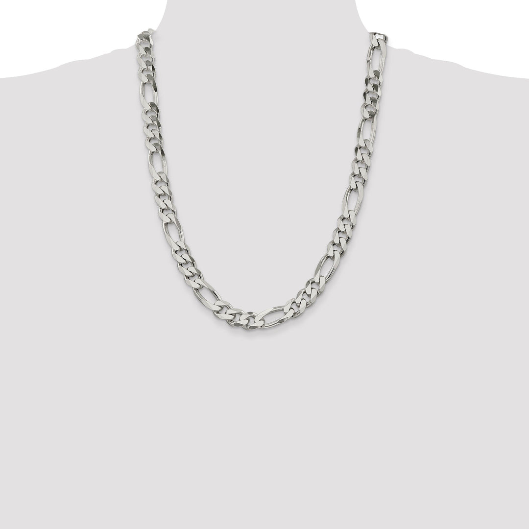 Silver Polished 10.75-mm Solid Figaro Chain