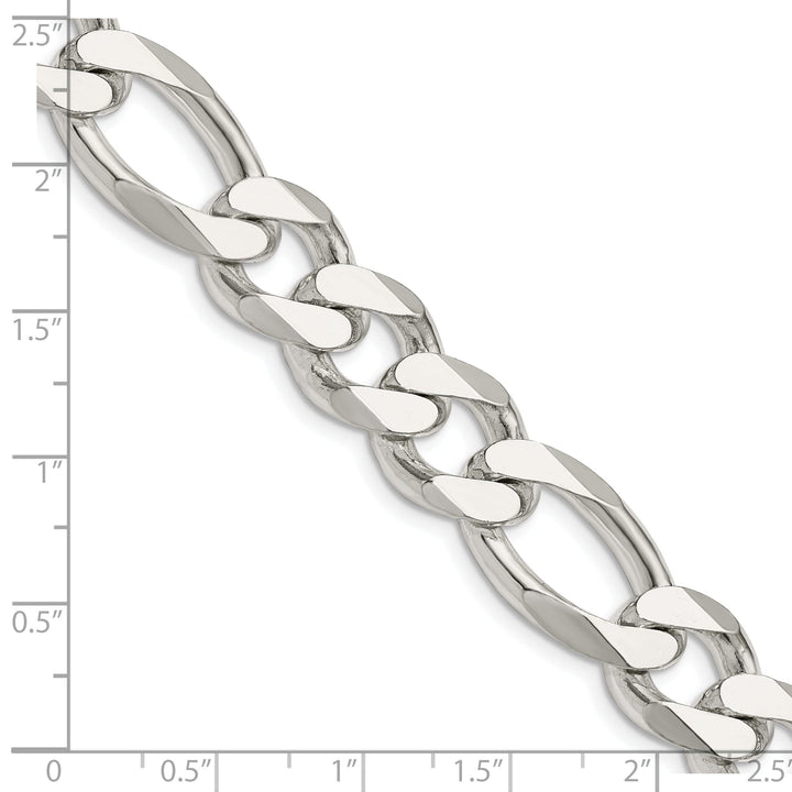 Silver Polished 12.75-mm Solid Figaro Chain