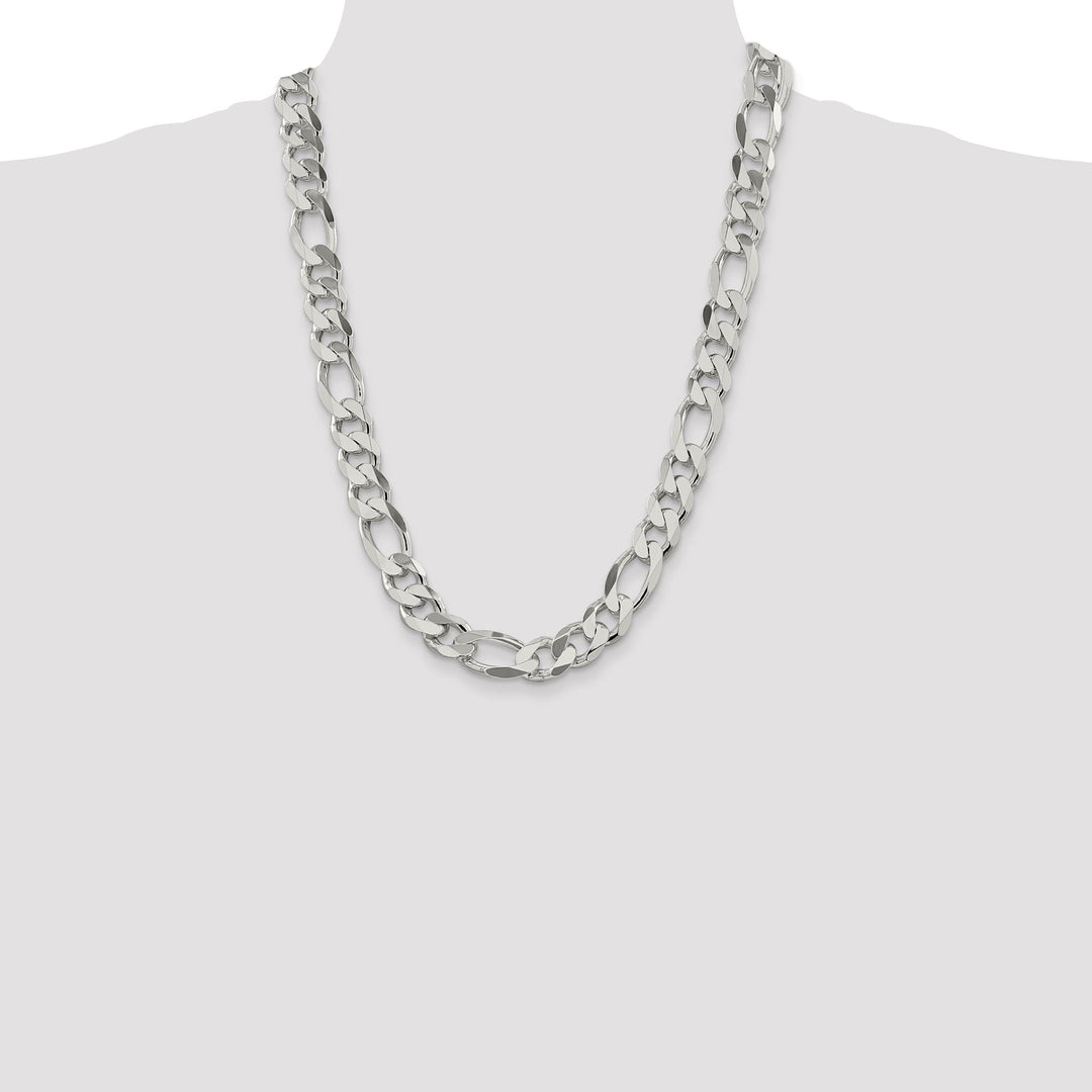 Silver Polished 12.75-mm Solid Figaro Chain