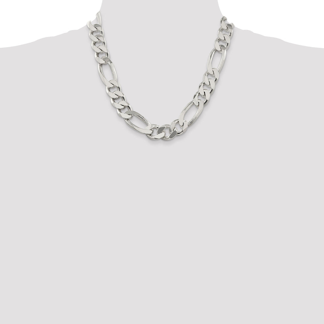 Silver Polished 15.00-mm Solid Figaro Chain