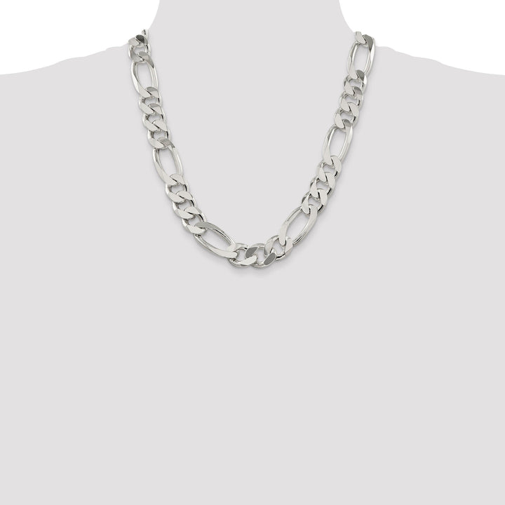 Silver Polished 15.00-mm Solid Figaro Chain