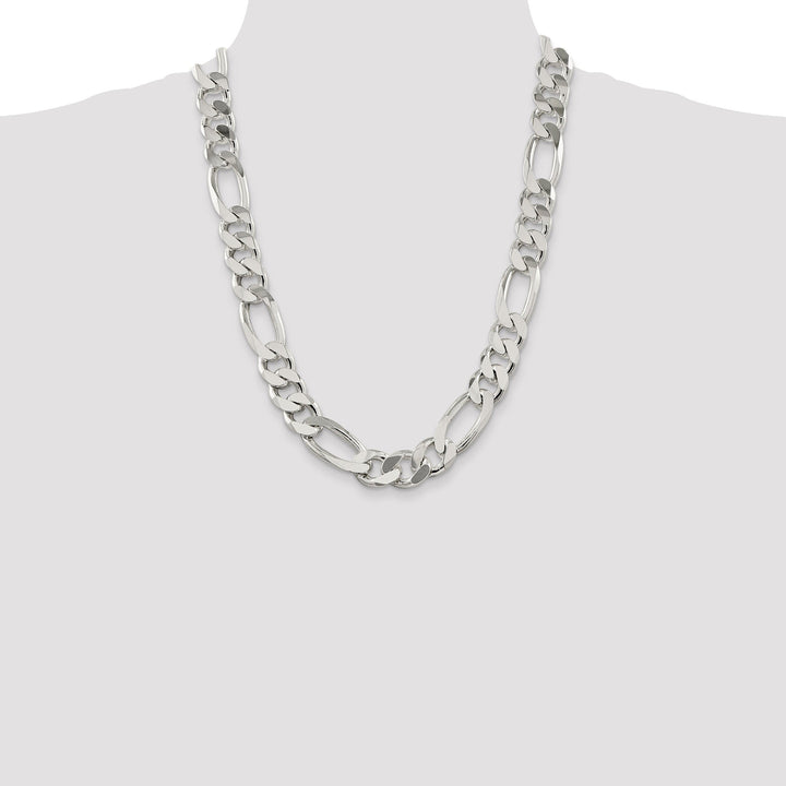 Silver Polished 15.00-mm Solid Figaro Chain