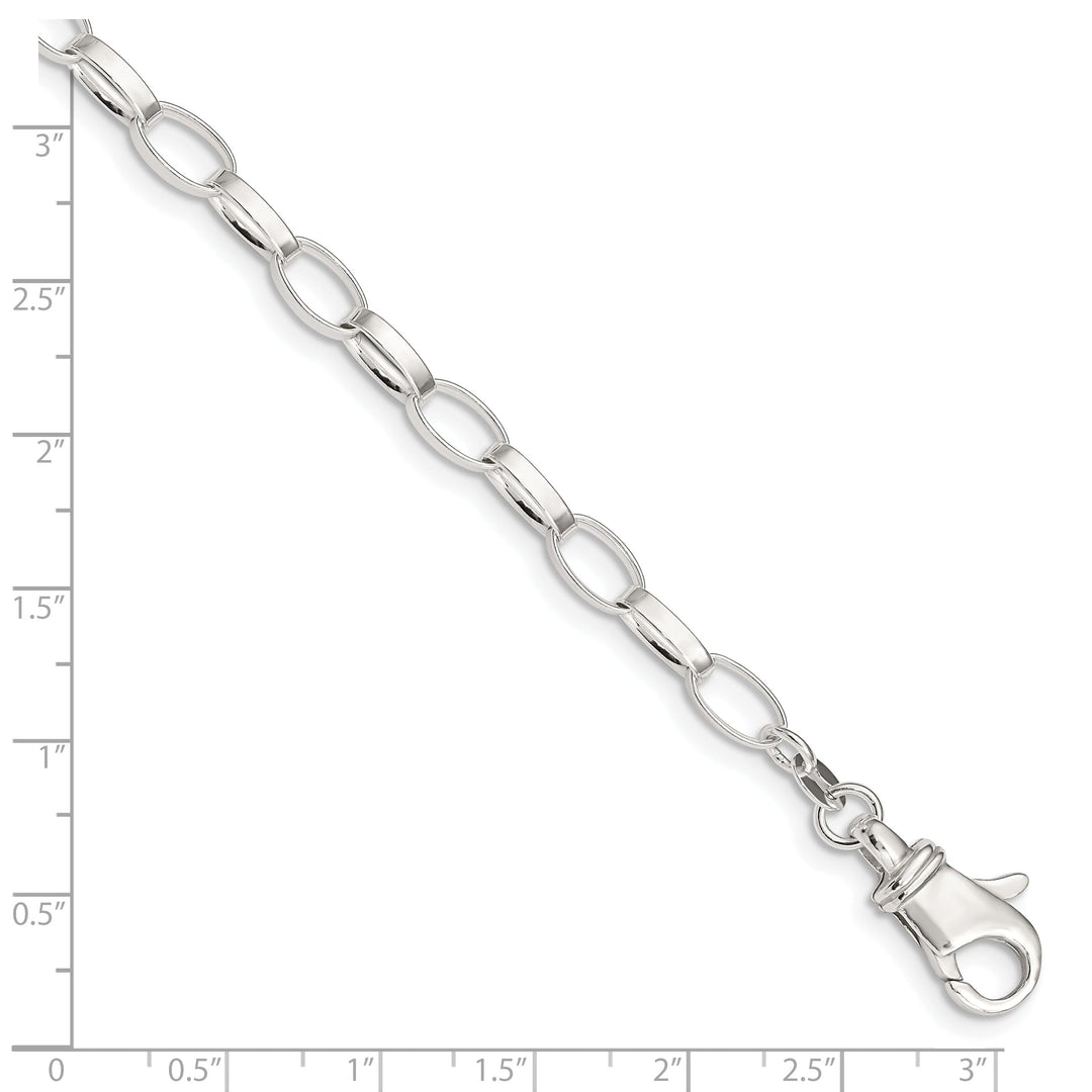 Sterling Silver 9inch Solid Fancy Link Anklet