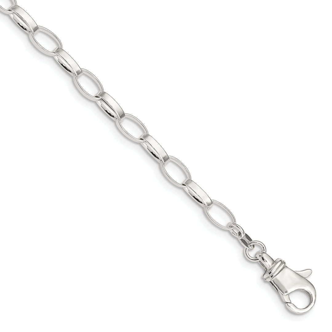 Sterling Silver 9inch Solid Fancy Link Anklet