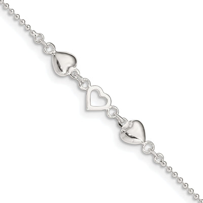 Sterling Silver 10inch Hearts Anklet at $ 24.26 only from Jewelryshopping.com