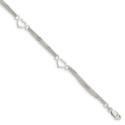 Sterling Silver 10inch Heart Anklet at $ 31.29 only from Jewelryshopping.com