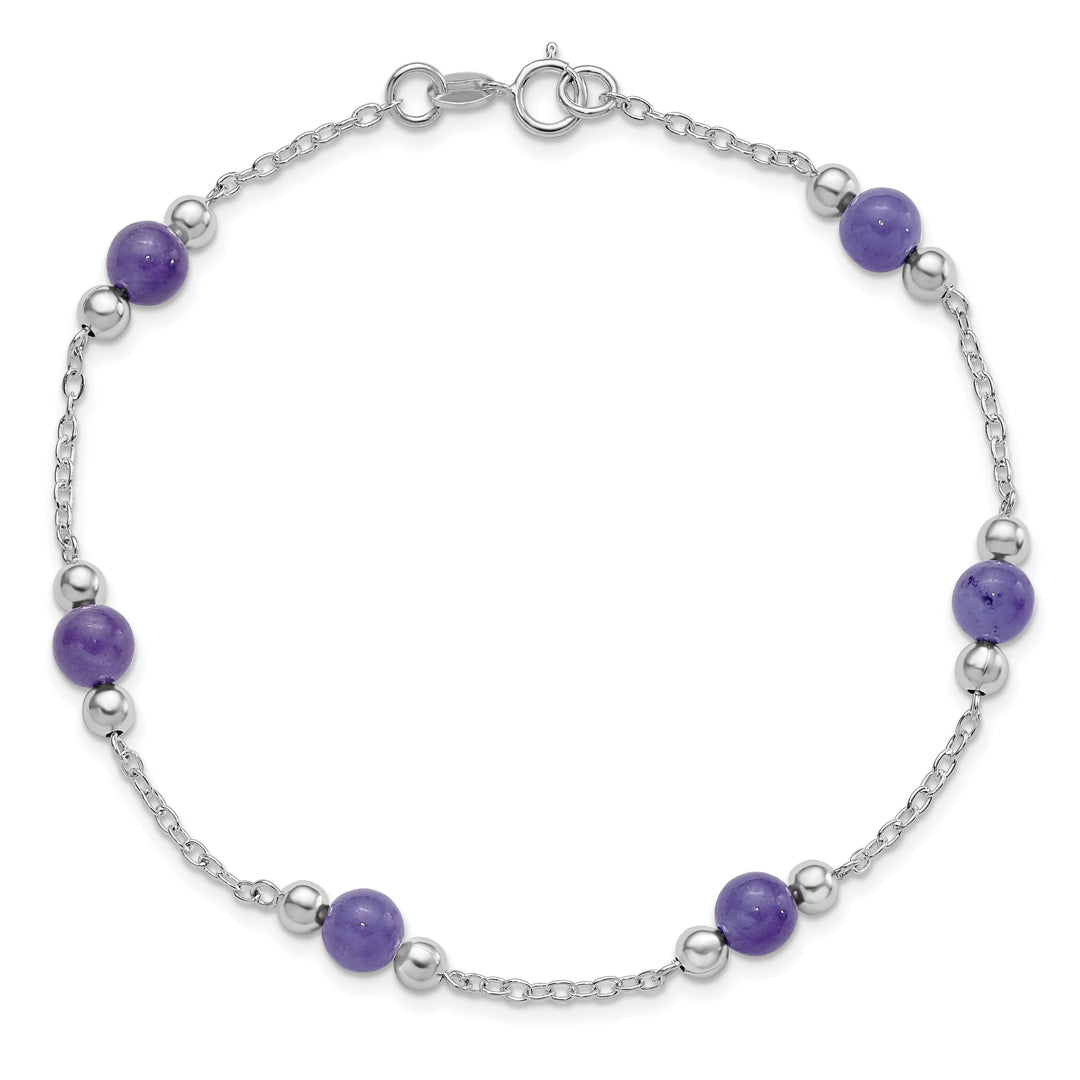 Sterling Silver 9inch Lavender Jade Anklet