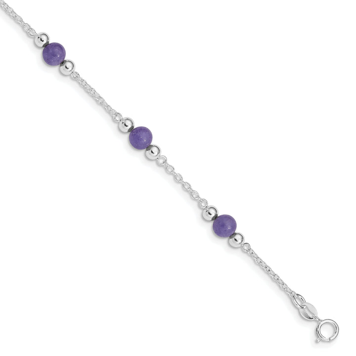 Sterling Silver 9inch Lavender Jade Anklet