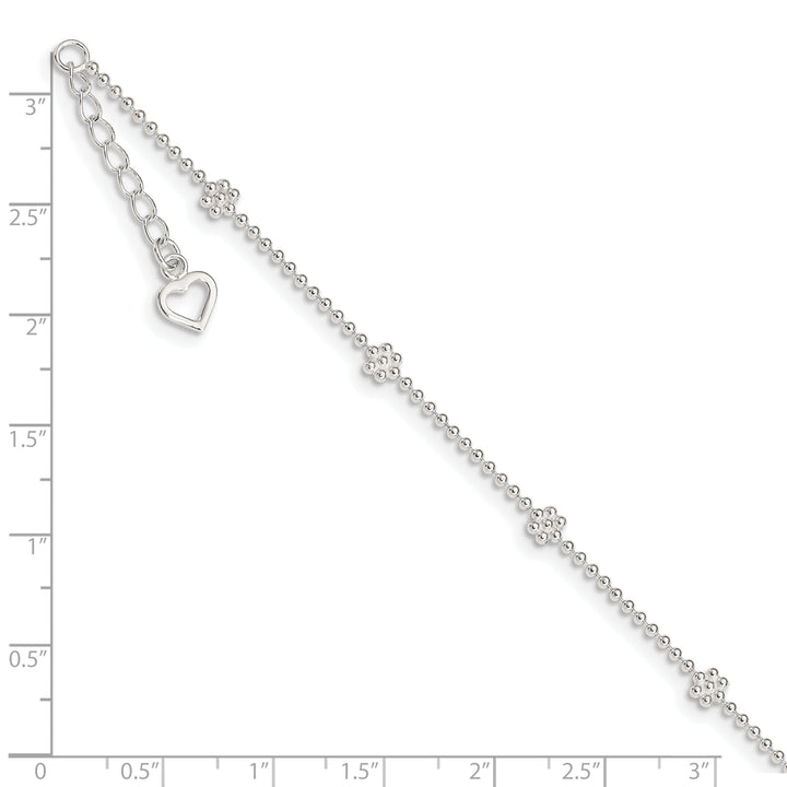 Sterling Silver 10inch Flower Anklet