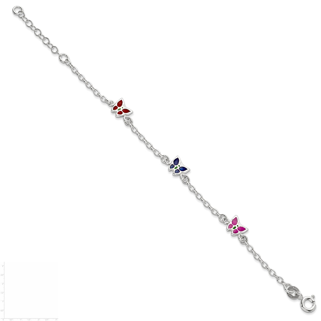 Sterling Silver Enamel Butterfly Child Bracelet