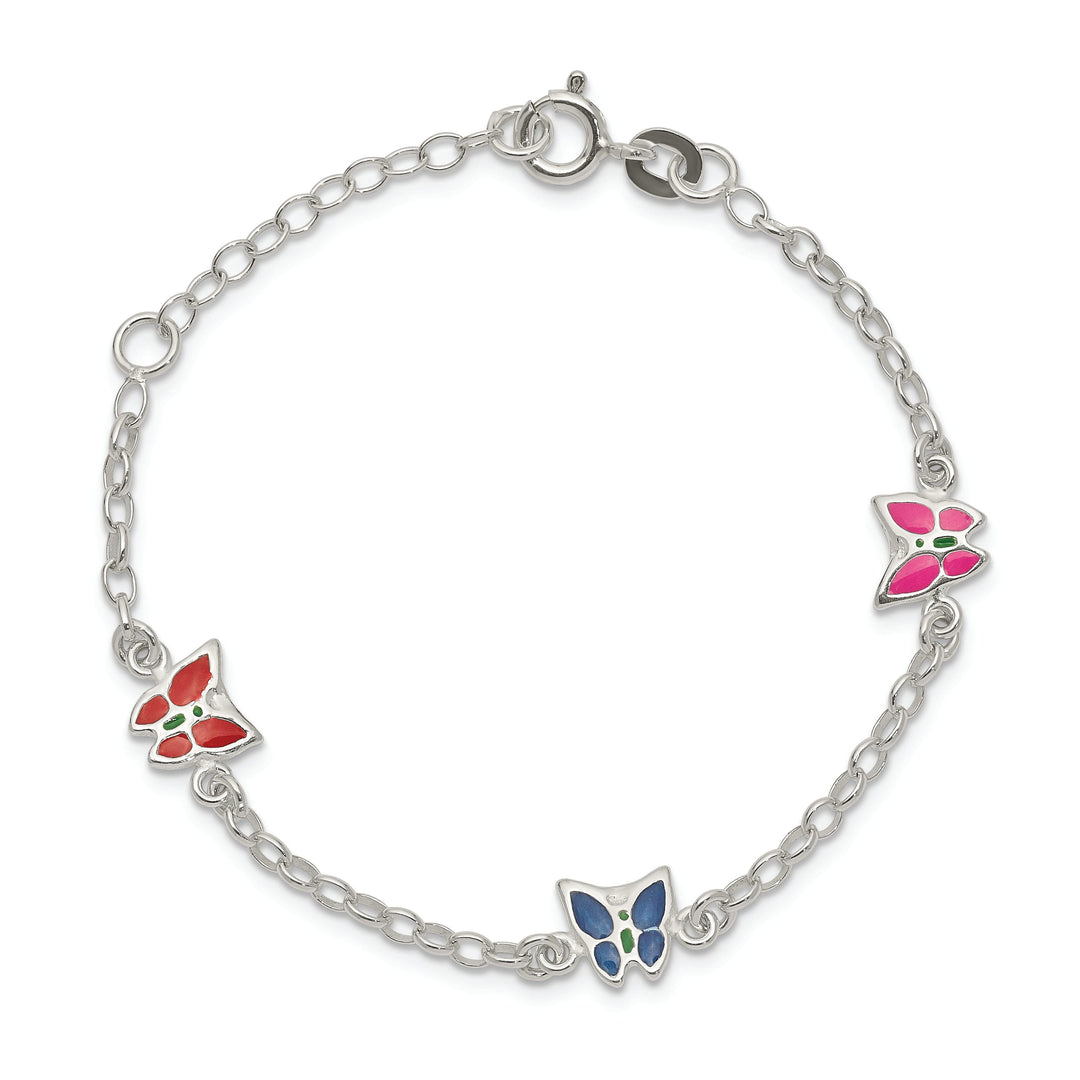 Sterling Silver Enamel Butterfly Child Bracelet