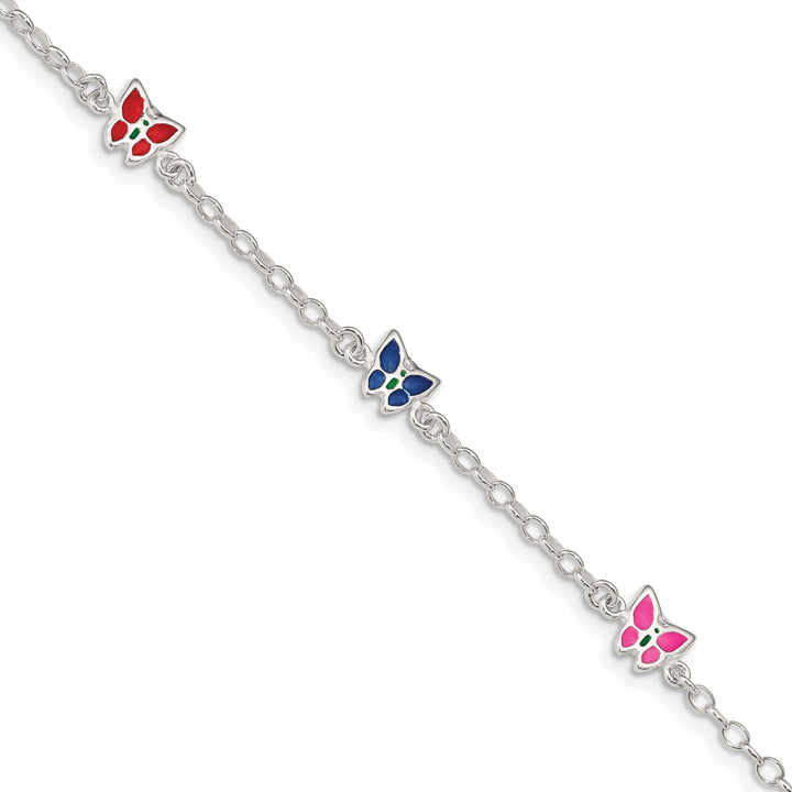 Sterling Silver Enamel Butterfly Child Bracelet