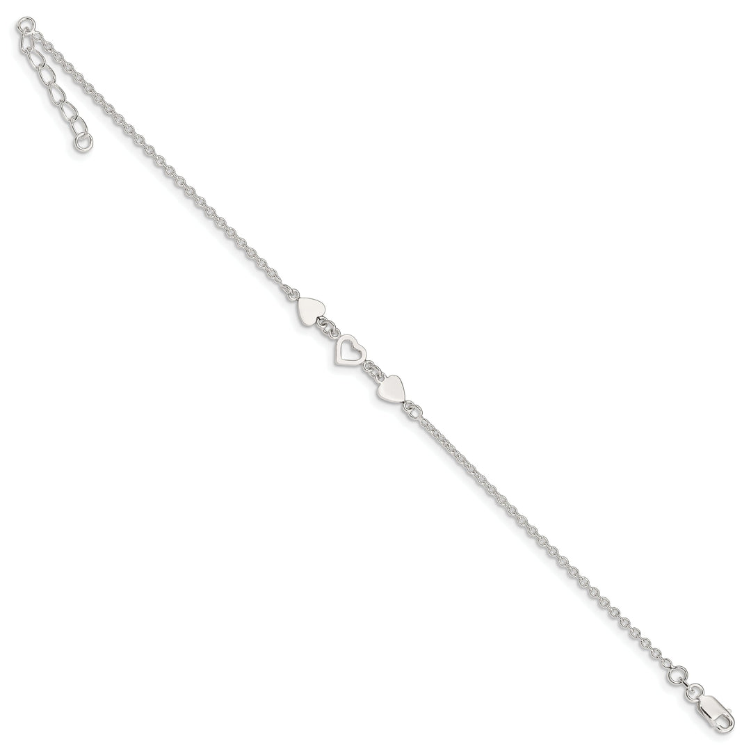 Sterling Silver Heart Link Anklet