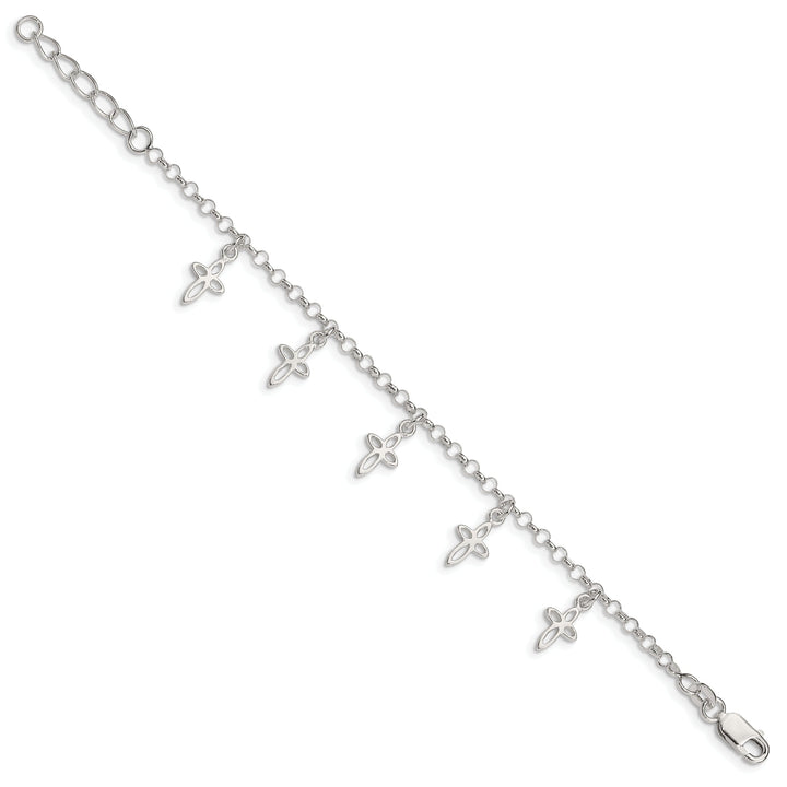 Silver Polish Finish Cross Charm Child Bracelet