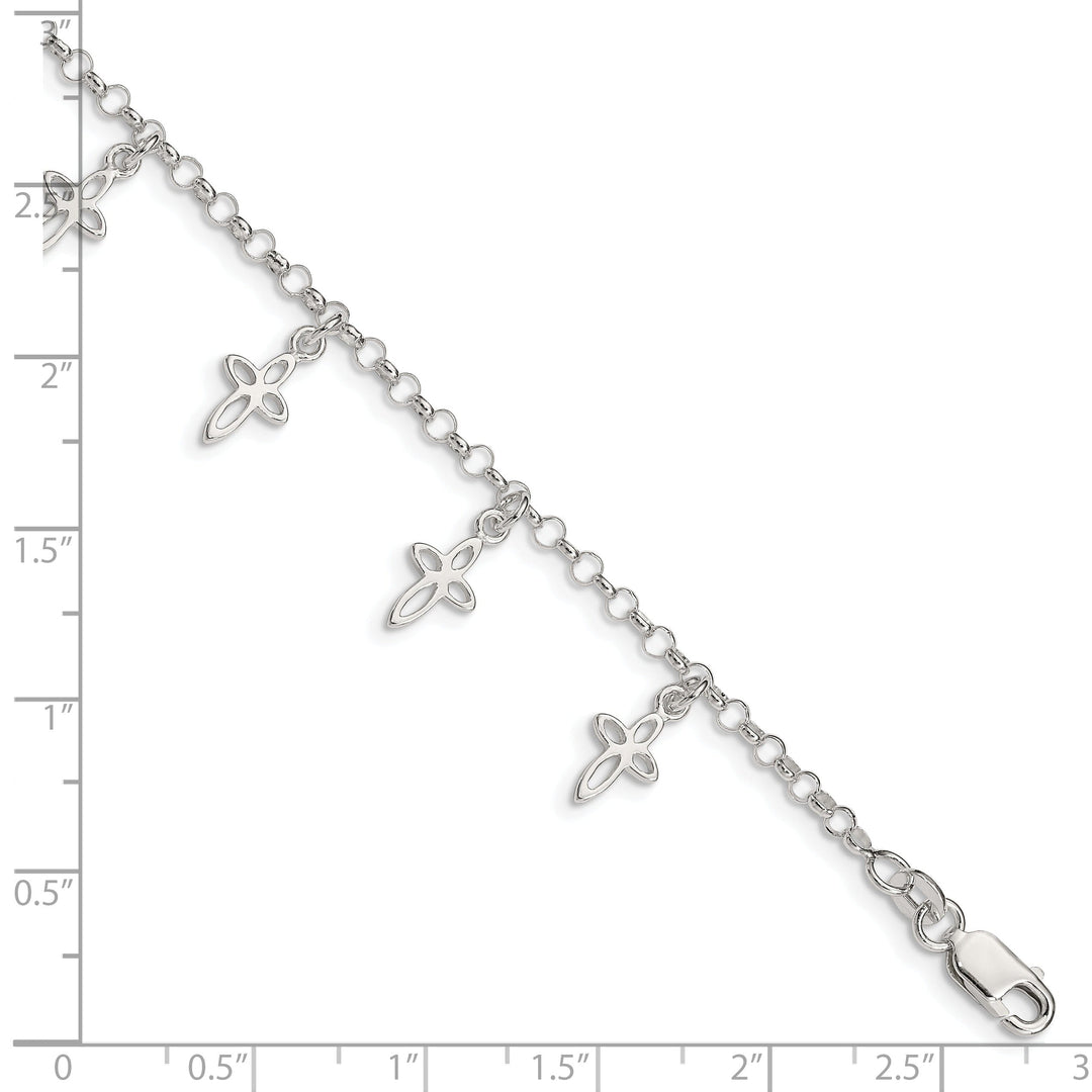 Silver Polish Finish Cross Charm Child Bracelet