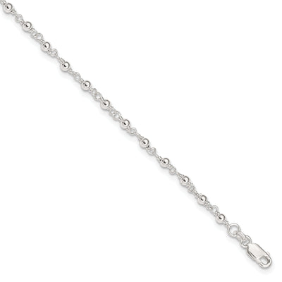 Sterling Silver Fancy Bead Anklet at $ 29.67 only from Jewelryshopping.com