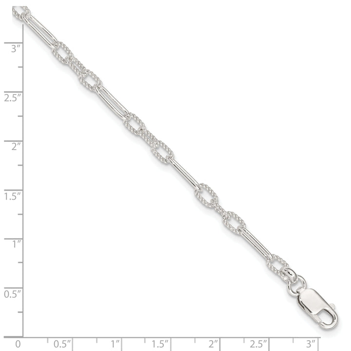 Sterling Silver Fancy Link Anklet