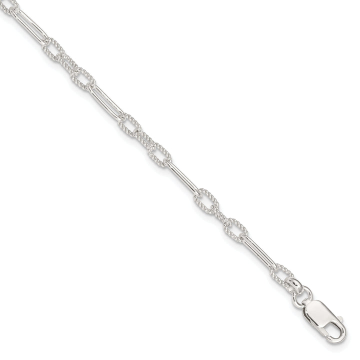 Sterling Silver Fancy Link Anklet