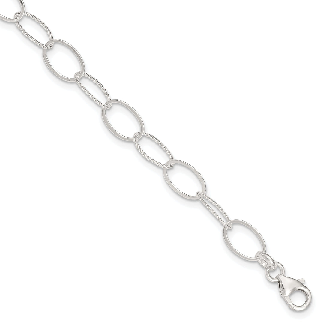 Sterling Silver Fancy Link Anklet