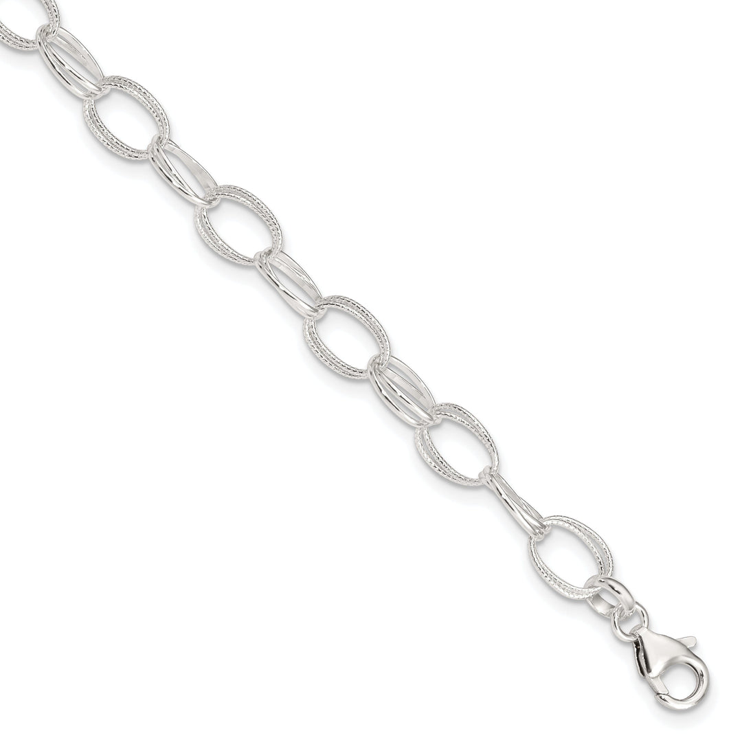 Sterling Silver Fancy Link Anklet