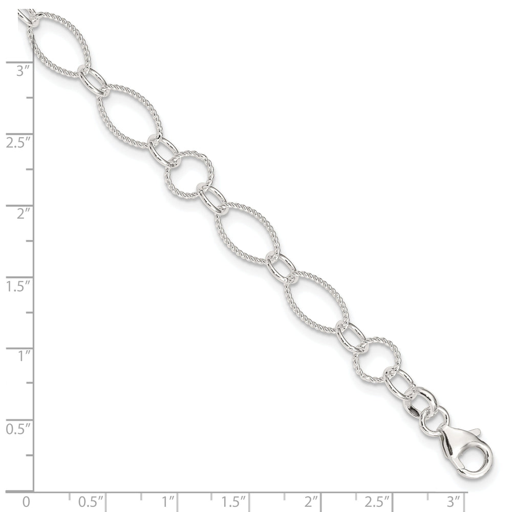 Sterling Silver Fancy Link Anklet