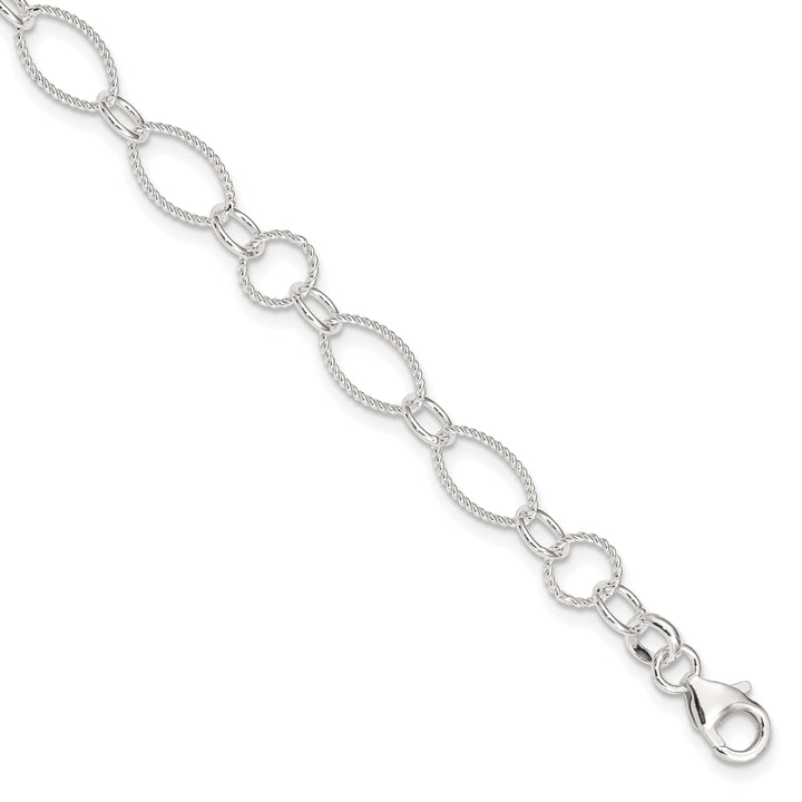 Sterling Silver Fancy Link Anklet