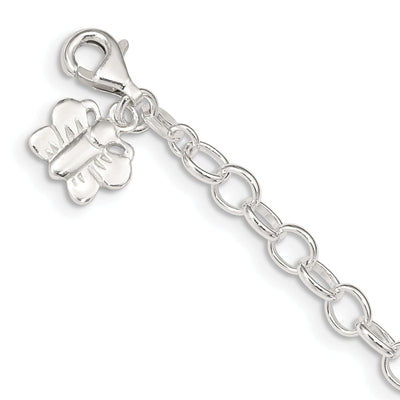 Silver Small Oval Rolo Link Butterfly Anklet at $ 52.69 only from Jewelryshopping.com