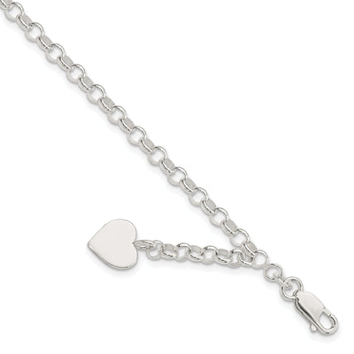 Sterling Silver Heart Charm Rolo Bracelet at $ 30.2 only from Jewelryshopping.com