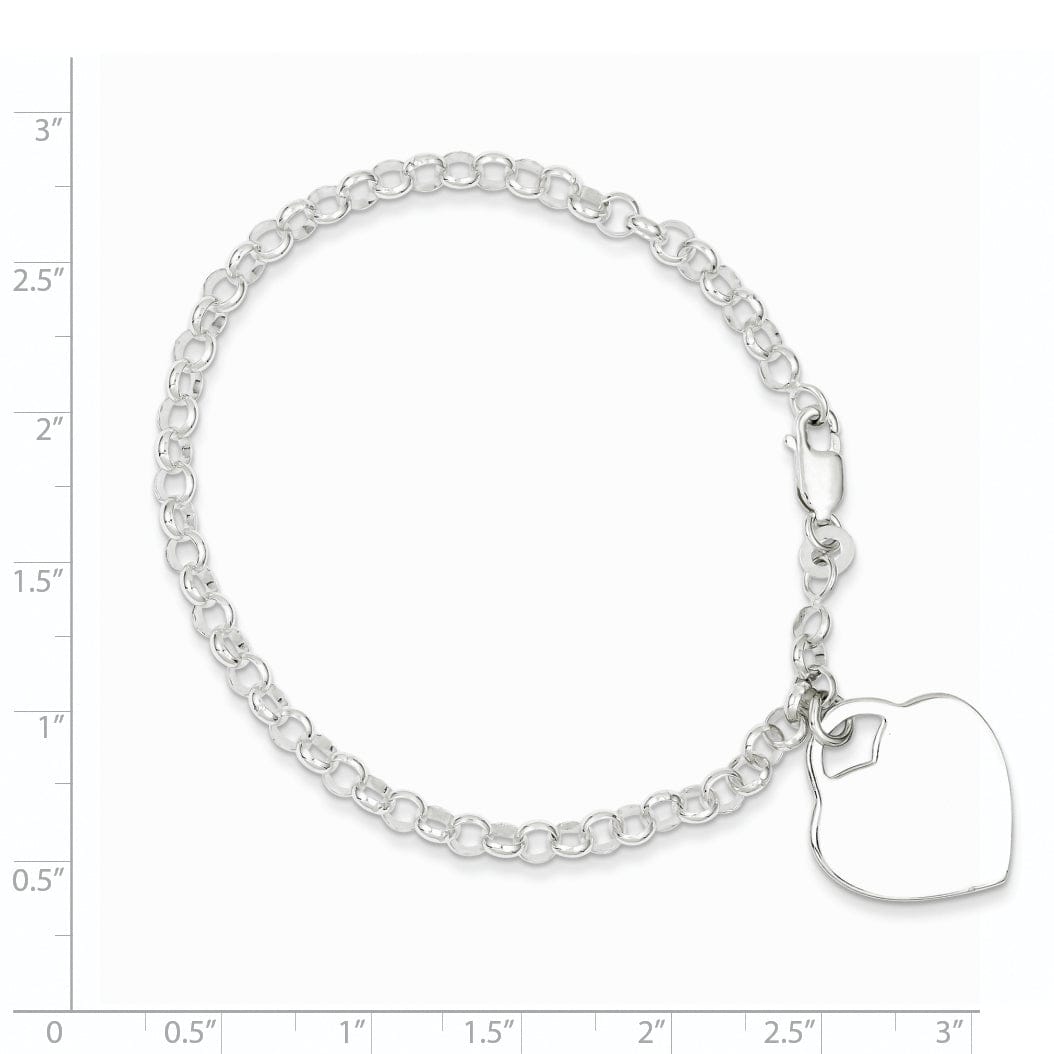 Sterling Silver Heart Charm Bracelet