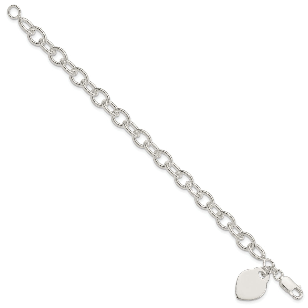 925 Sterling Silver Heart Charm 7.25-inch Bracelet