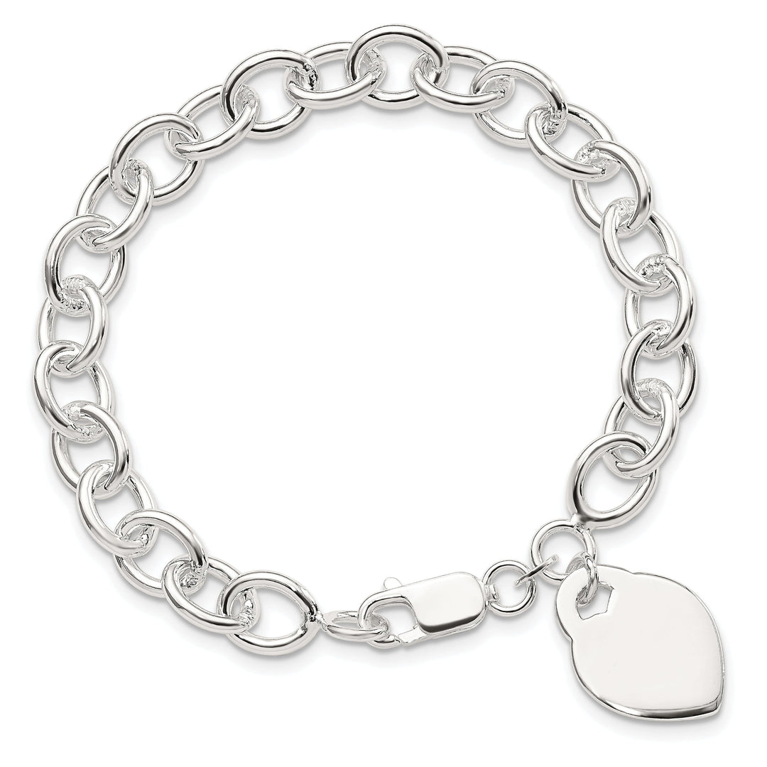 925 Sterling Silver Heart Charm 7.25-inch Bracelet