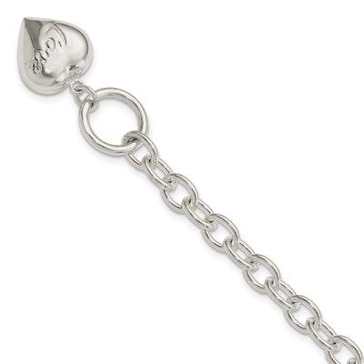 Sterling Silver Puffed Heart Charm Bracelet at $ 73.73 only from Jewelryshopping.com