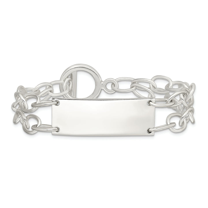 Silver Double Strand Oval Link I.D Bracelet